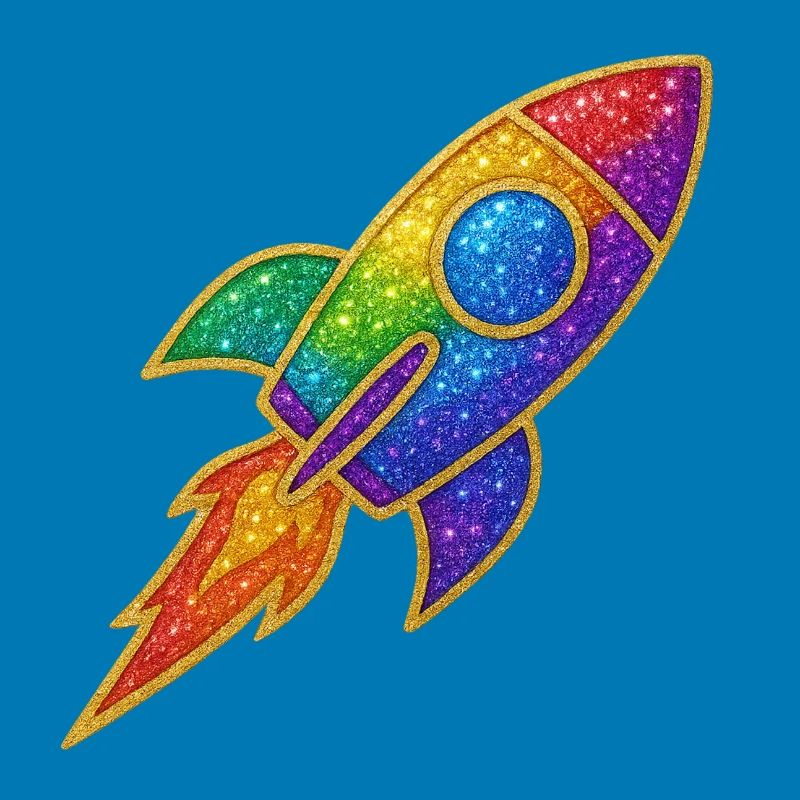 Rainbow Rocket Glitter Design