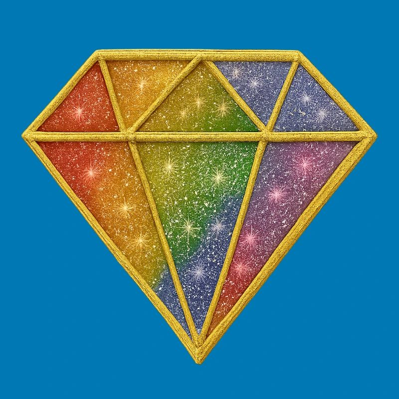 Regenbogen Diamant mit Sternenstaubdesign