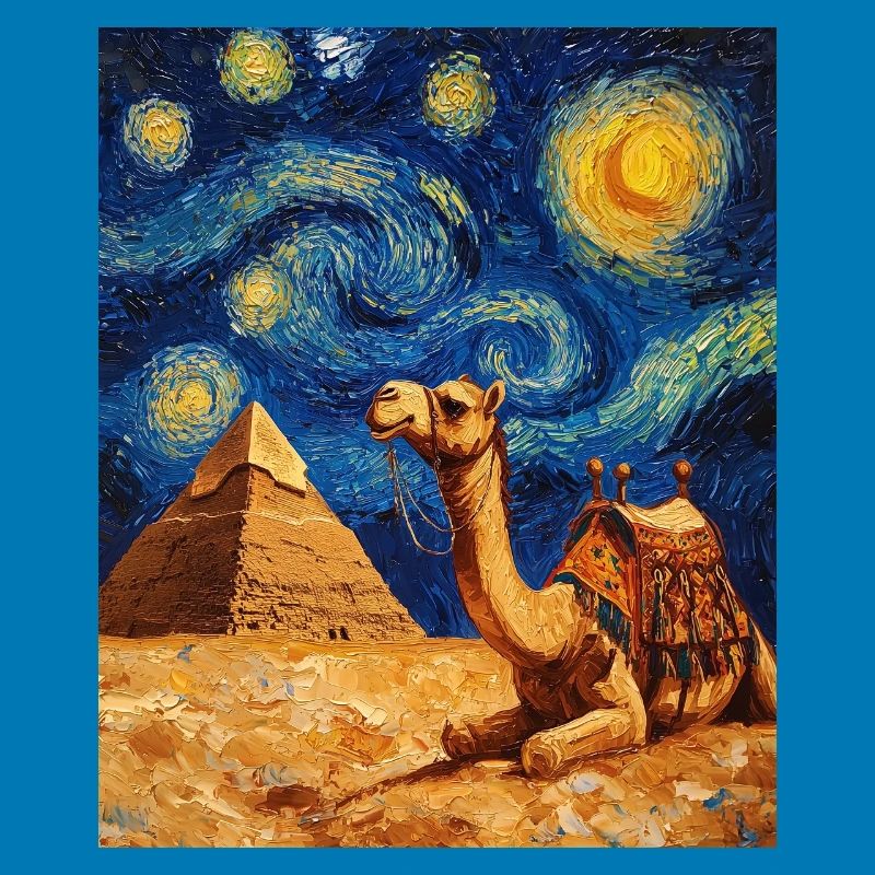 Kamel Van Gogh Style Starry 