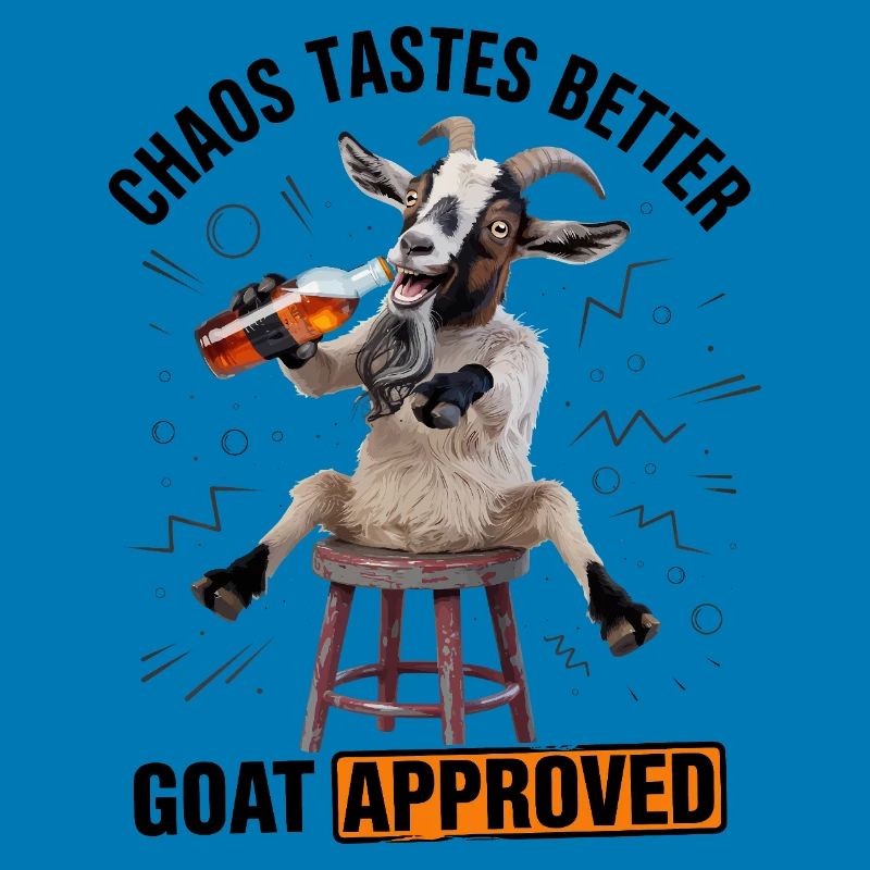Goat On Stool Drinking Beer