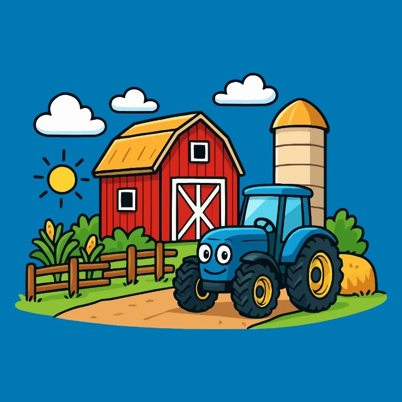 Lustiger Bauernhof mit Traktor