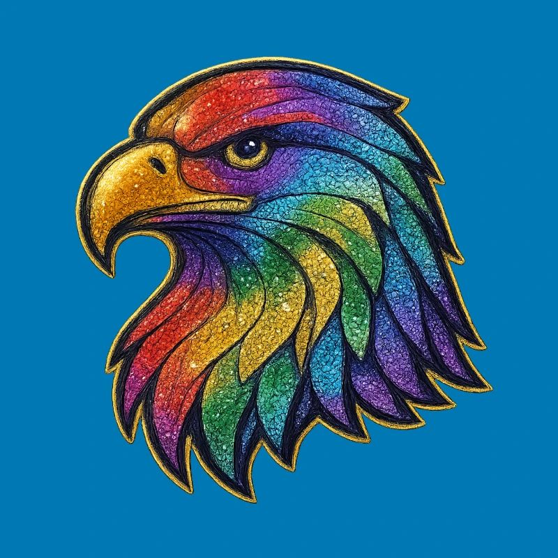 Regenbogen Adler Kopf Patch