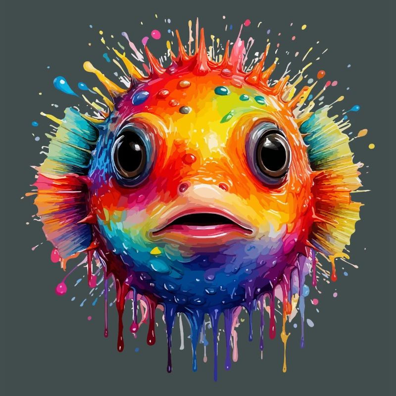 Impression d’art Color Explosion Puffer Fish
