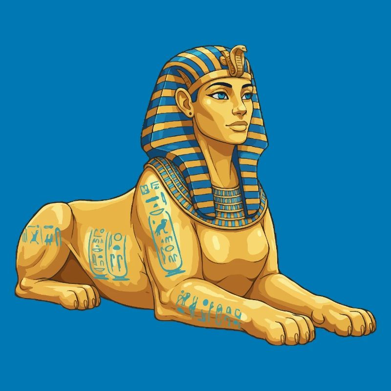 Goldene Sphinx mit Hieroglyphen