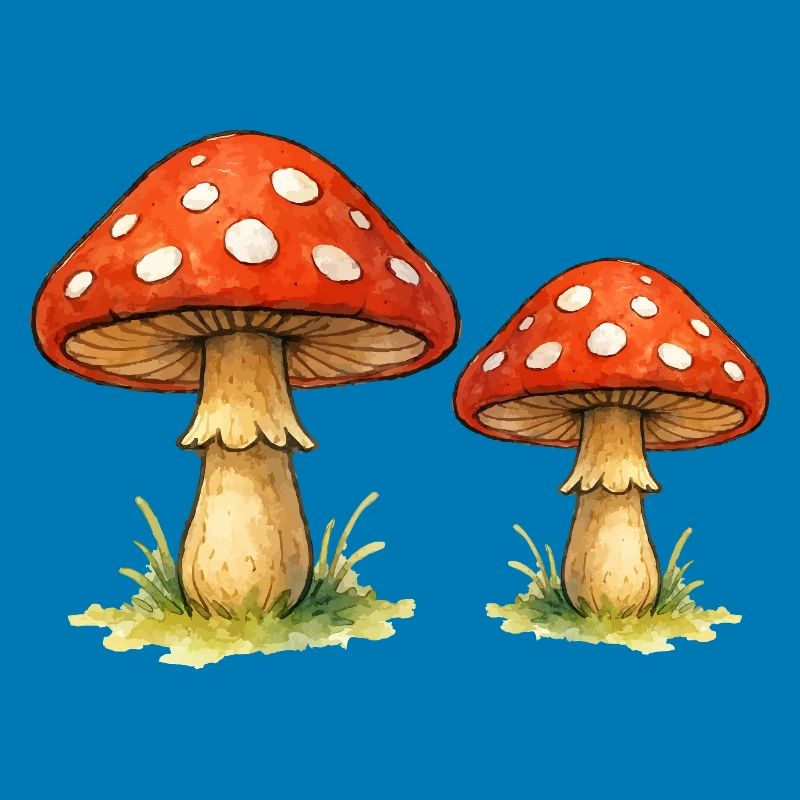 Red toadstools in the grass