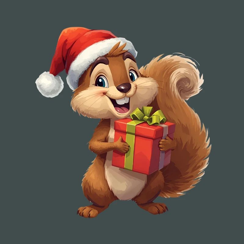 Weihnachts-Eichhörnchen mit Geschenk