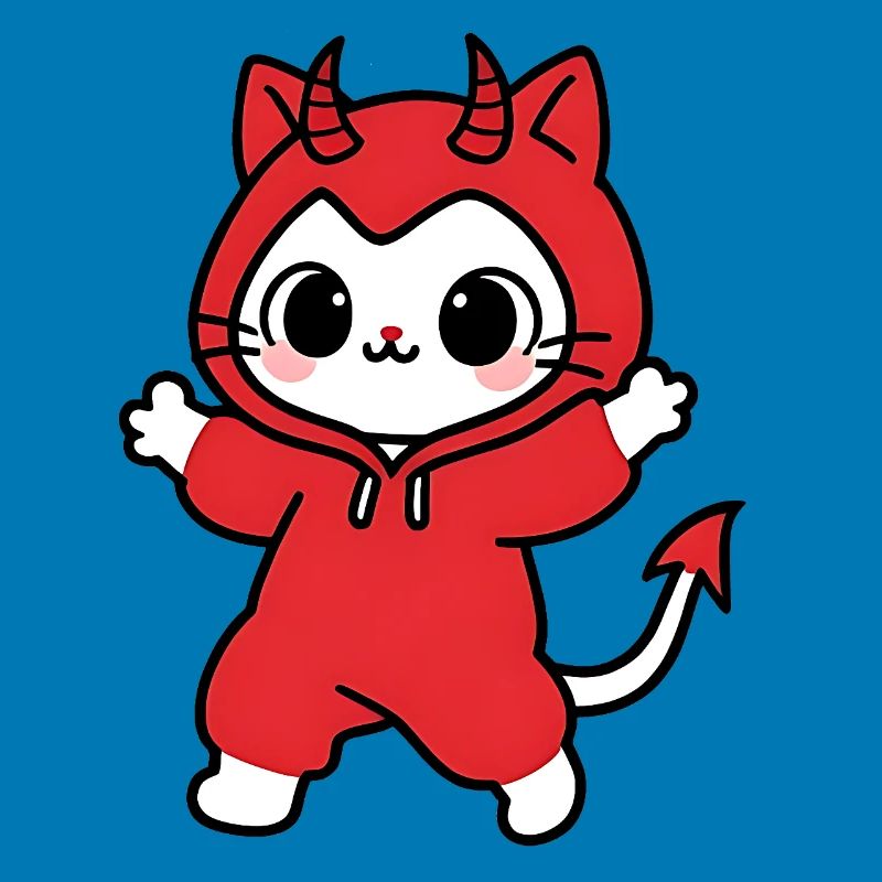 Cat Devil Kapuzenpullover Rot