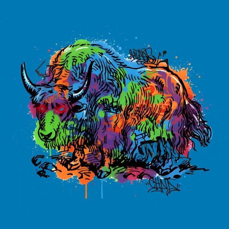 Rainbow Yak Graffiti Pattern