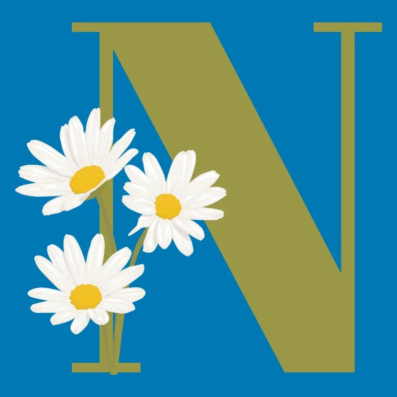 Grüner Buchstabe n Gänseblümchen