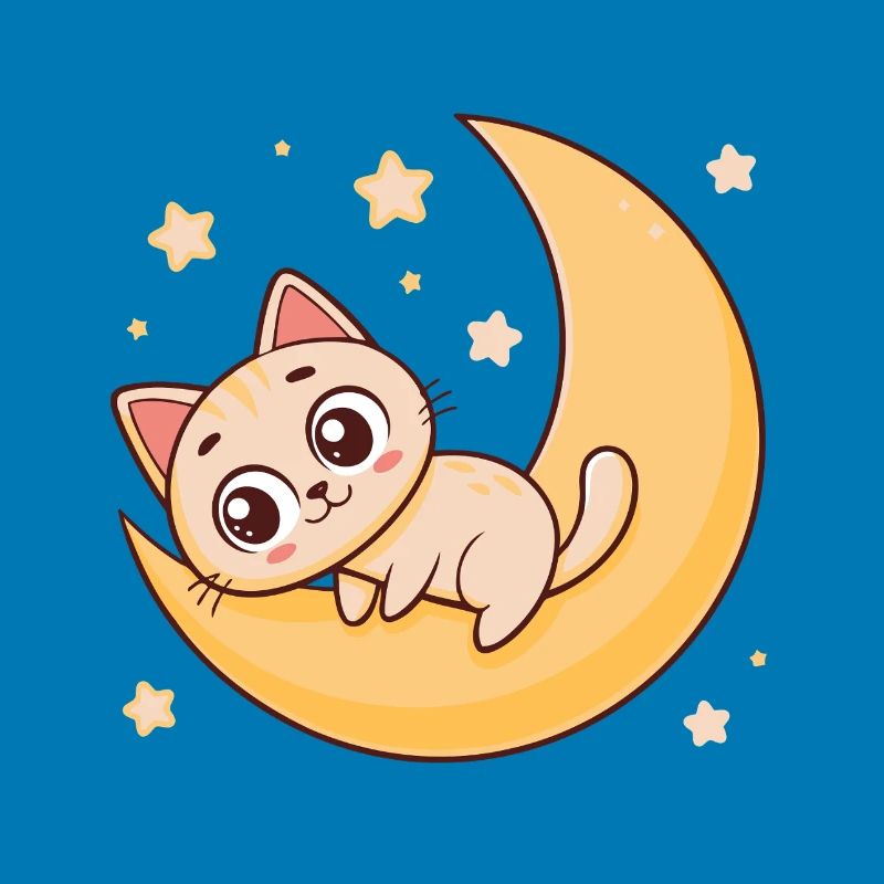 Kitten on Lunar Crescent
