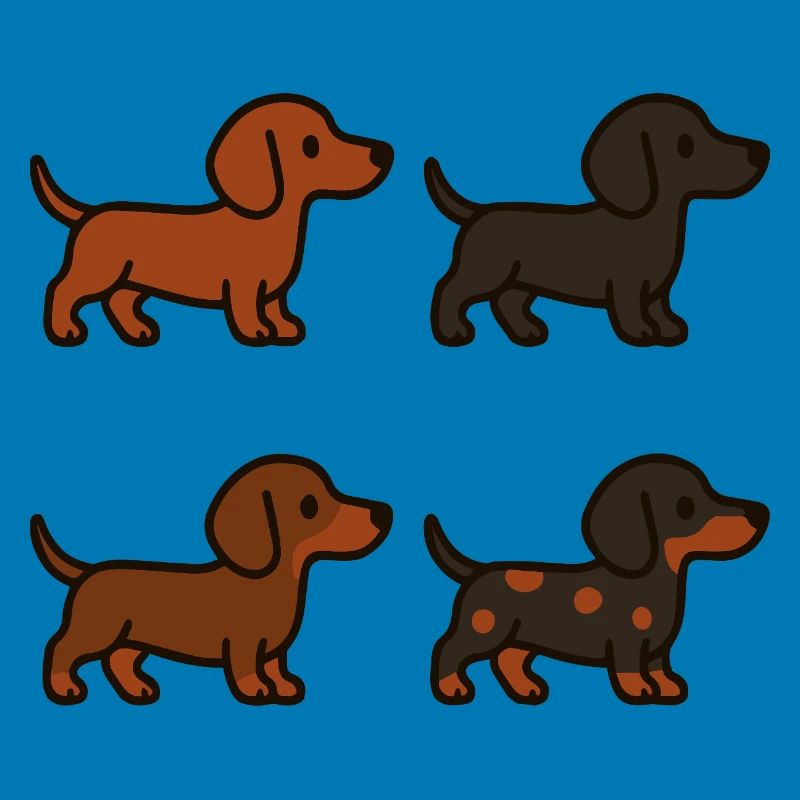 Niedliches Dackel-Hunde-Illustrationsset