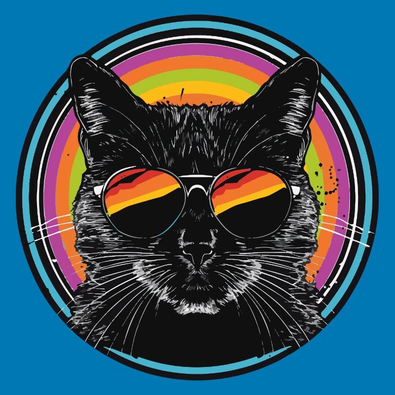 Rainbow cat with sunglasses