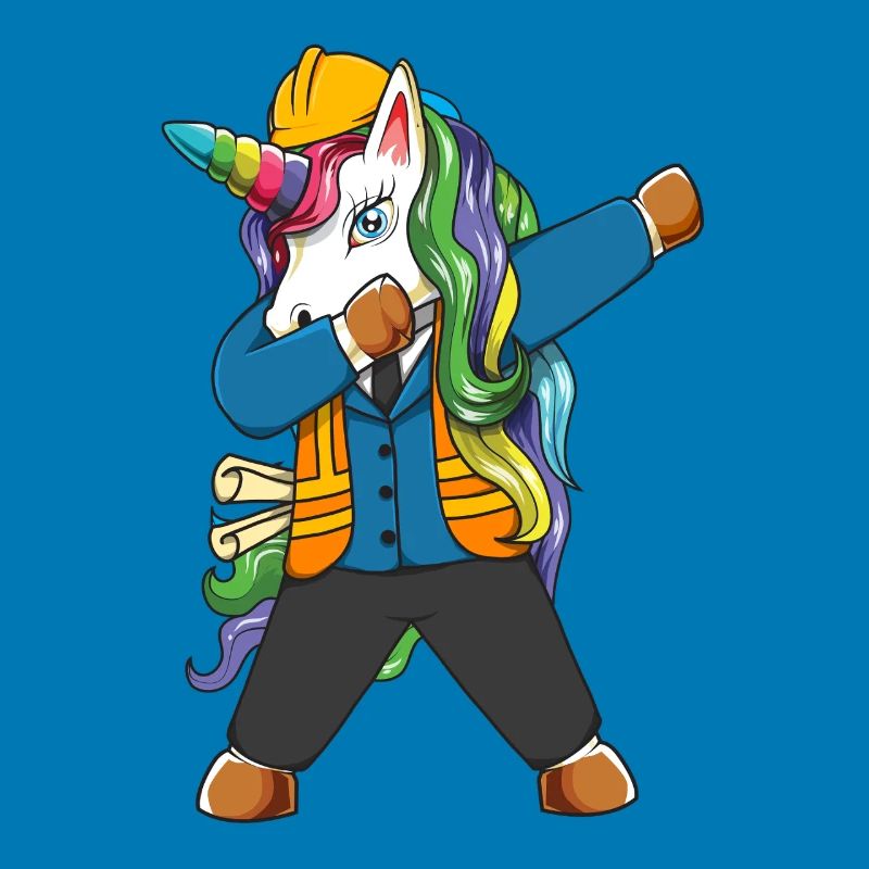 Dabbing Unicorn Engineer Construction Worker