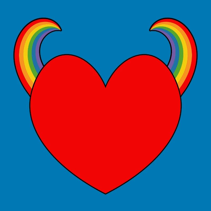 Rotes Herz mit Regenbogenhörnern