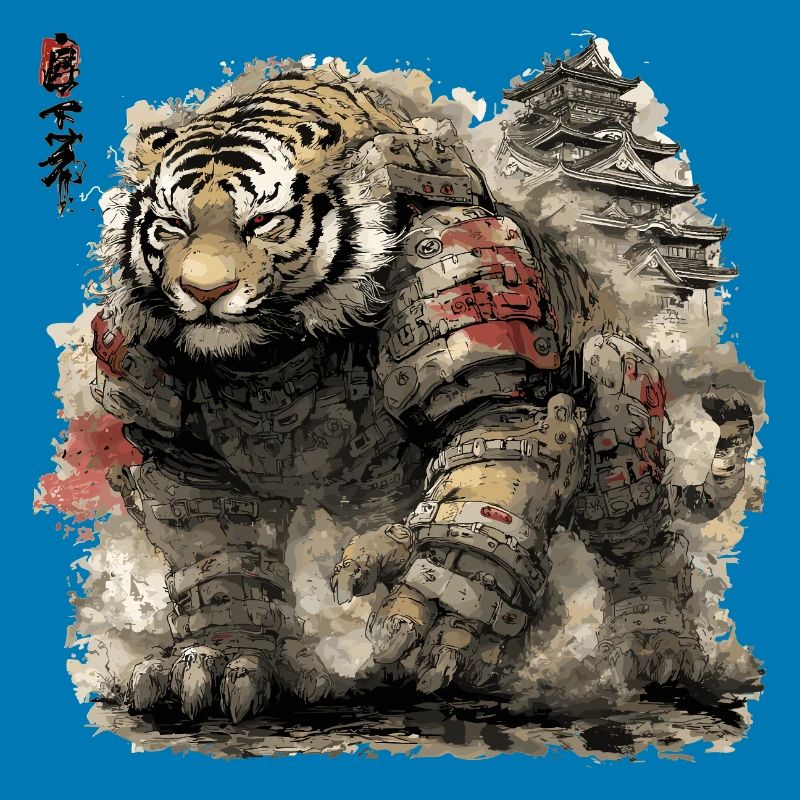 Armure de Samouraï Tigre devant le château