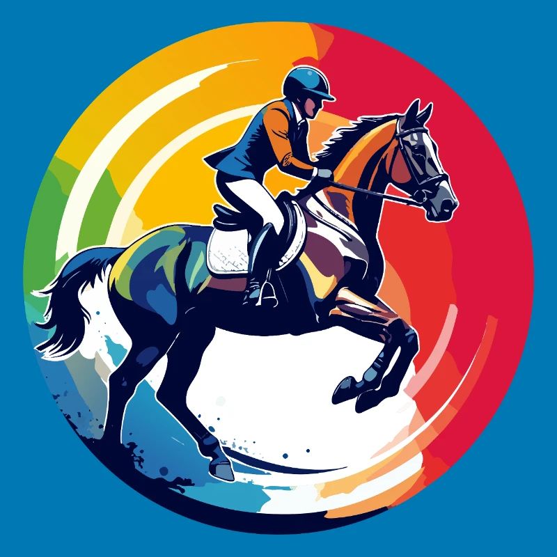 Regenbogen Springpferd Pferd Springreiten Motiv