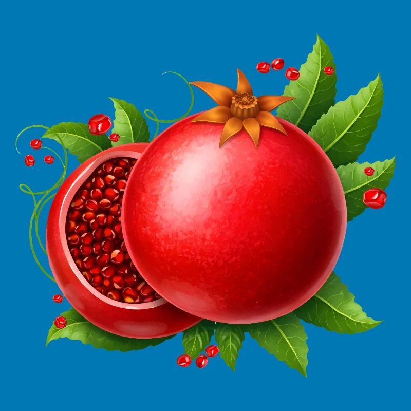 Granatapfel mit Blättern 