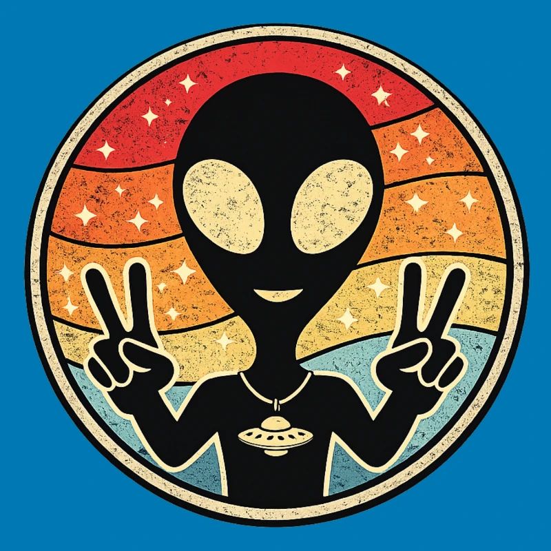 Außerirdischer Friedens Retro Sticker