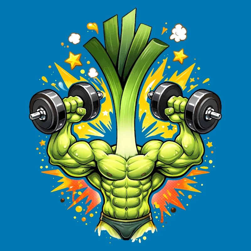 Starker Lauch Bodybuilder Illustration  