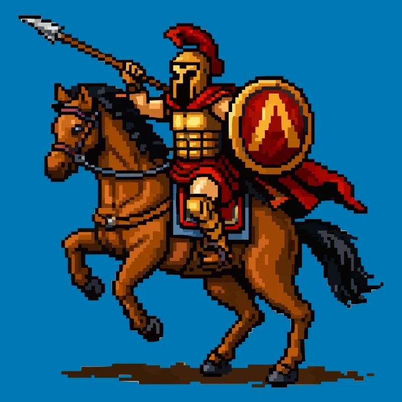 Pixelritter auf Pferd