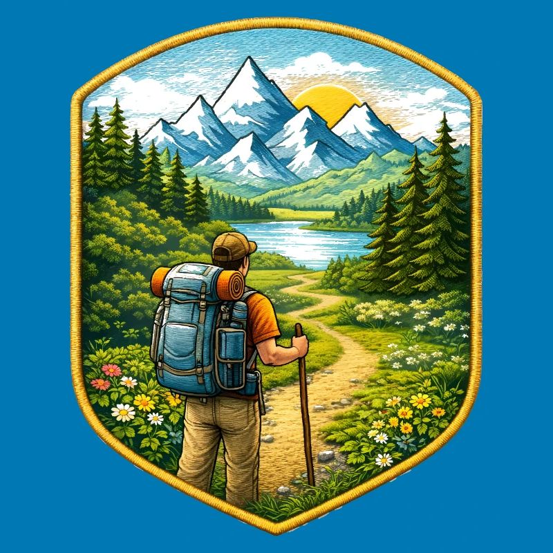 Wanderer Patch mit Berglandschaft 