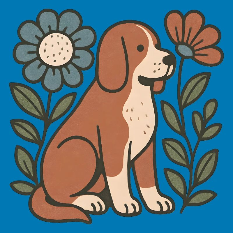 Beagle im Blumenrahmen