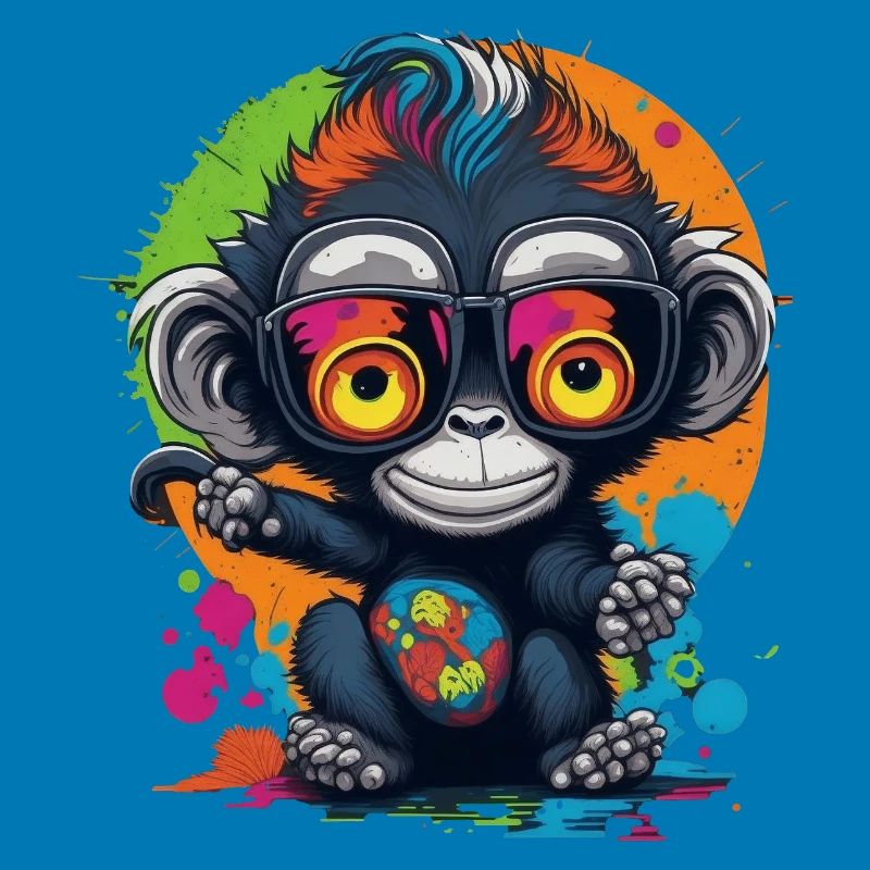 Neon Brillenaffe Splash - Affe - Äffchen