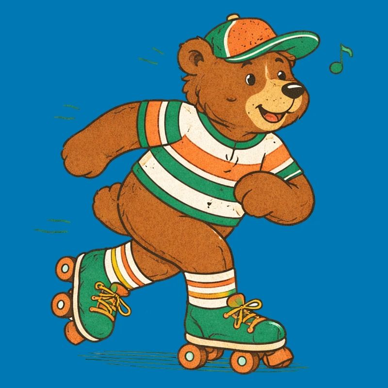 Retro Bär auf Rollschuhen
