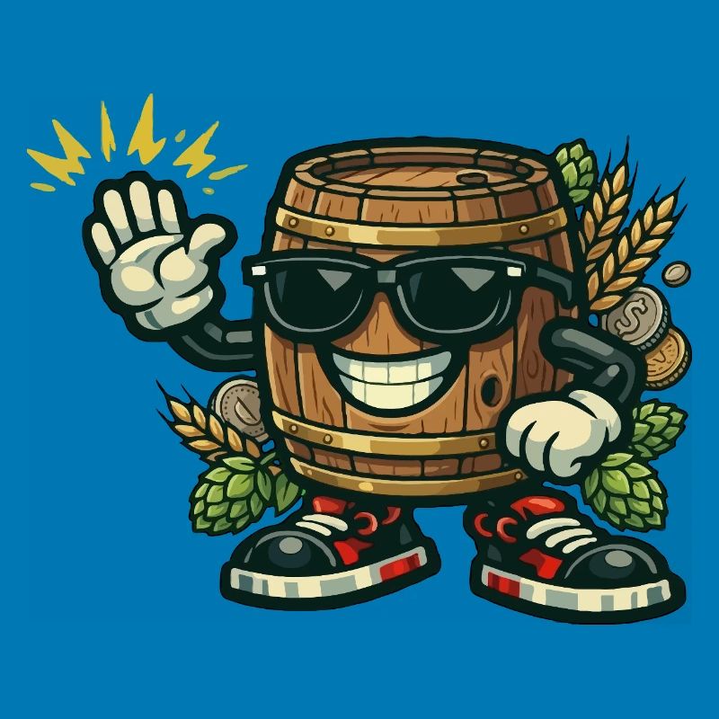 Bier-Maskottchen mit Sonnenbrille