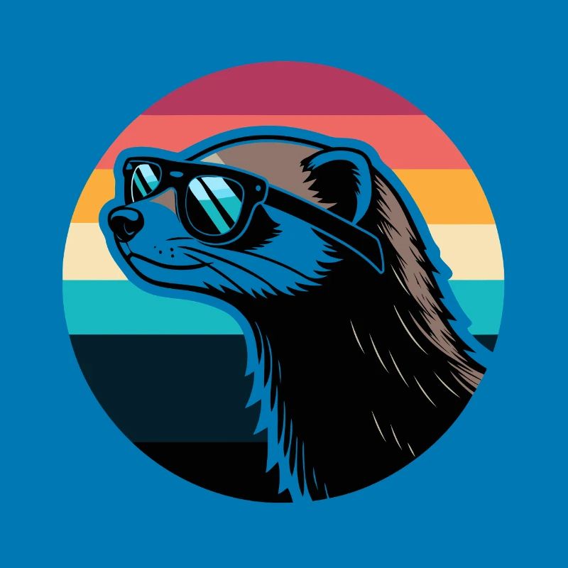 Frettchen-Silhouette Retro-Regenbogen