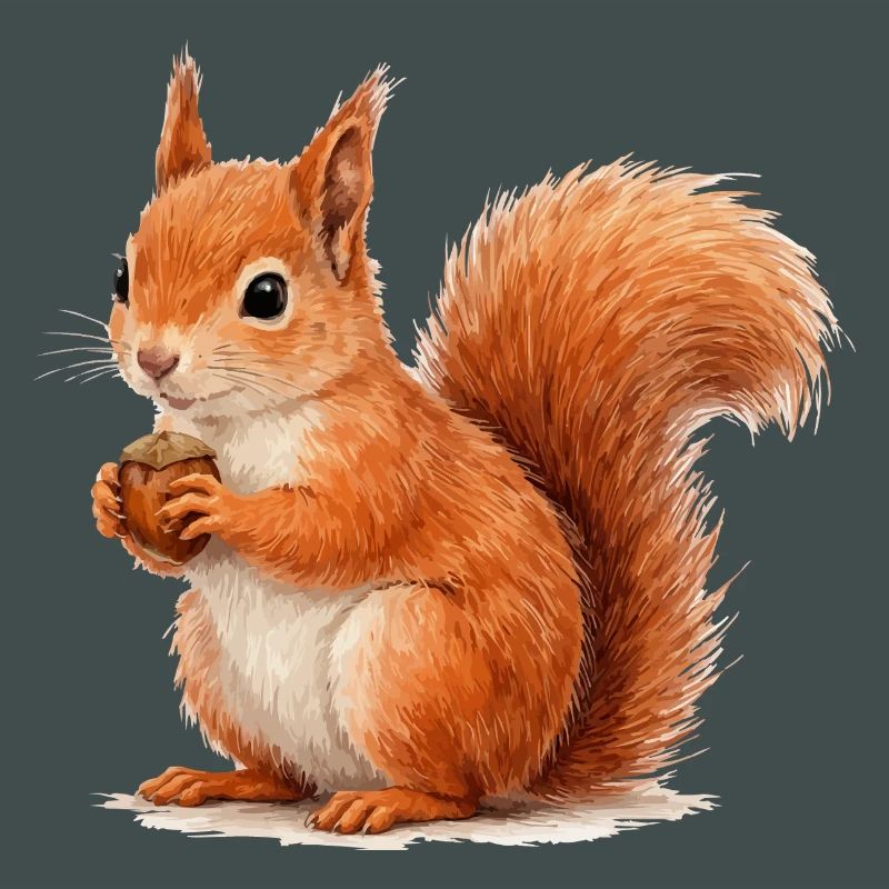 Eichhörnchen mit Eichel Illustration