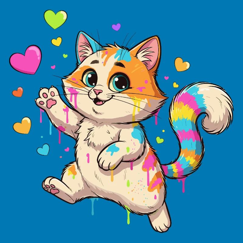 Bunte Farbklecks Katze