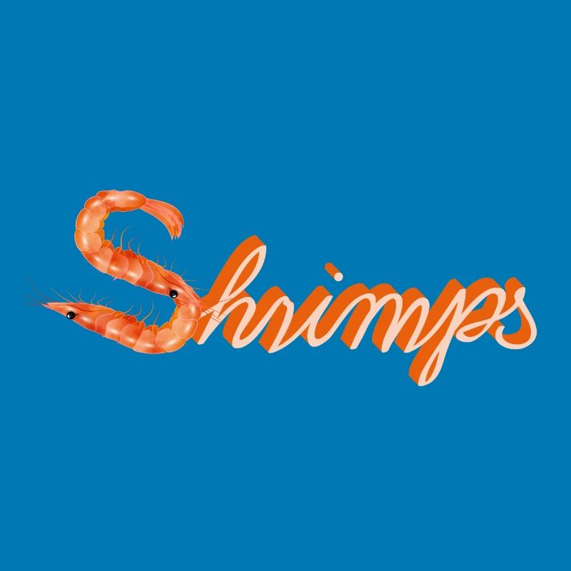 zwei Garnelen oder Shrimps als witzige Typografie