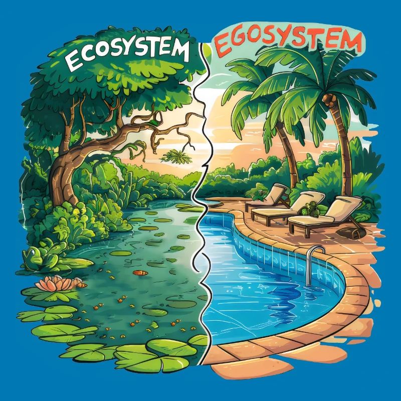 Ökosystem vs. Egosystem Umweltfreundliche Botschaft