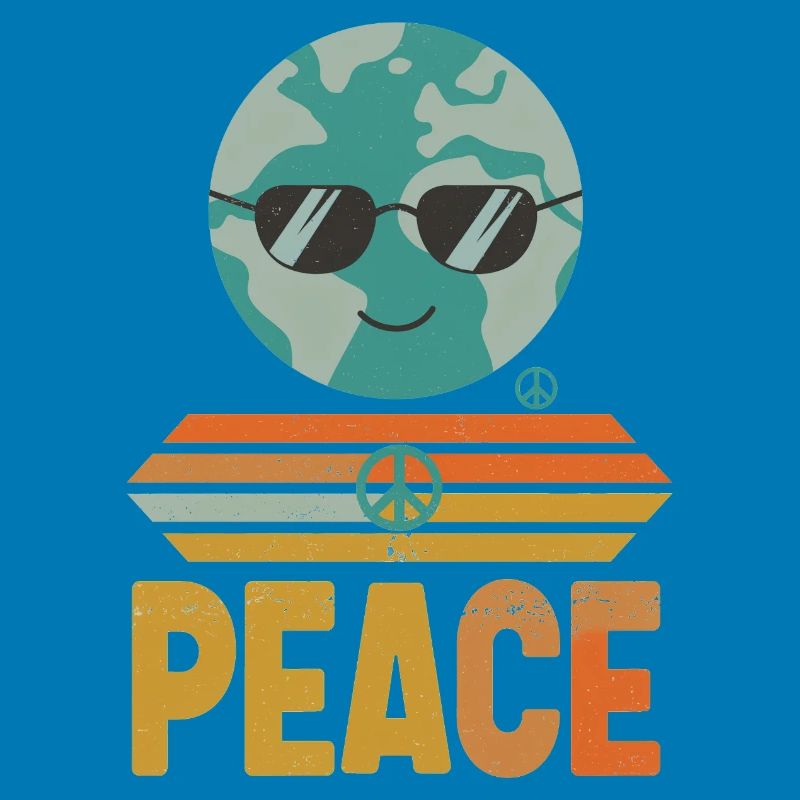 Erde mit Peace-Sonnenbrille Retro