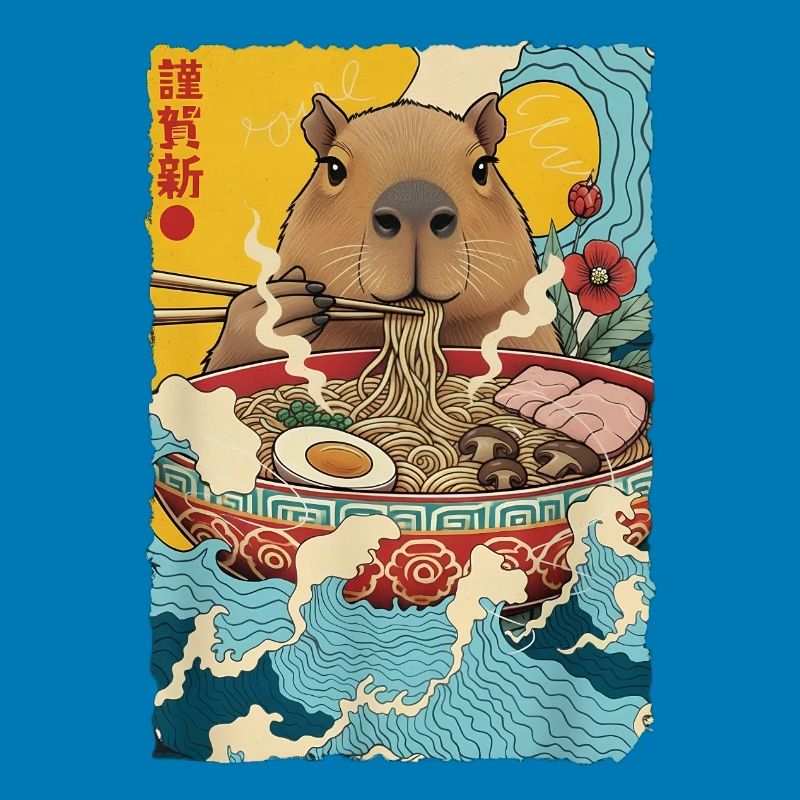 Capybara isst Ramen Nudeln