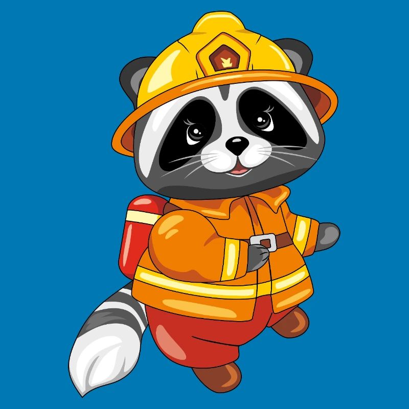Cute raccoon are firefighter