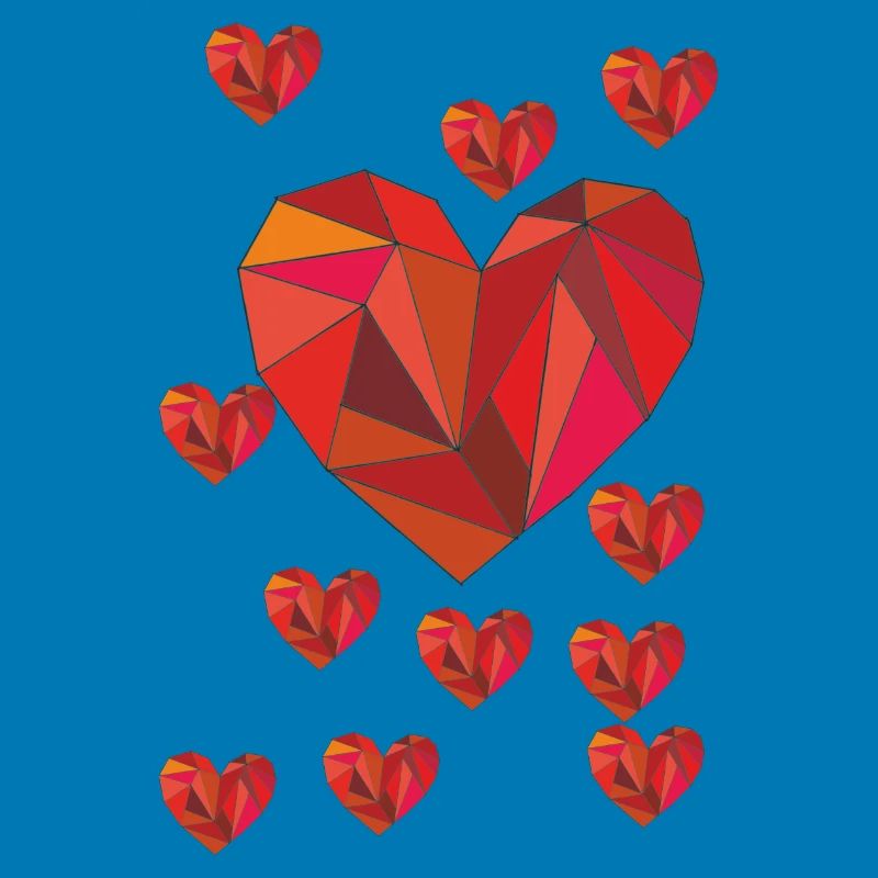 Geometric heart pattern in warm red