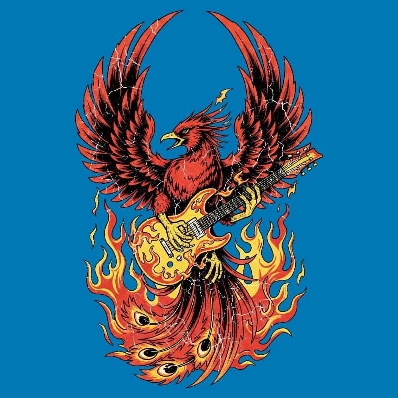 Fiery Eagle Guitar Rock Design