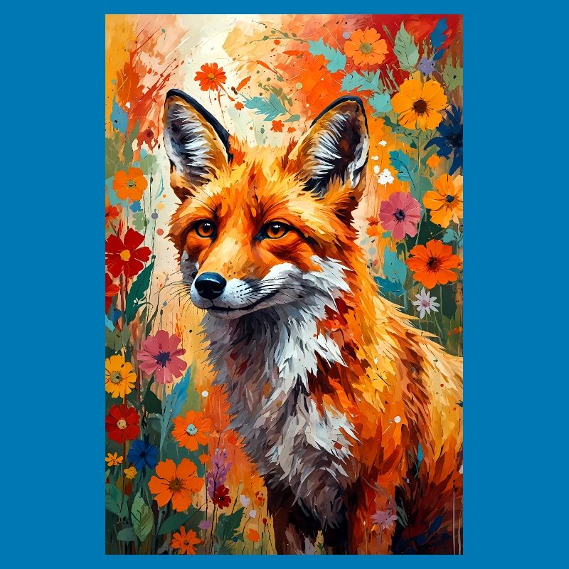 Fox flowers abstract fox lover gift