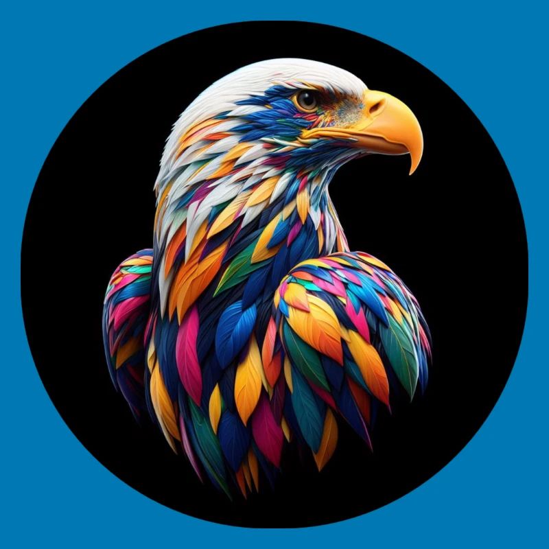 Eagle with colorful feathers