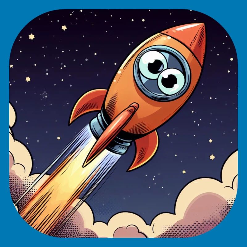 Comic Rocket with Eyes