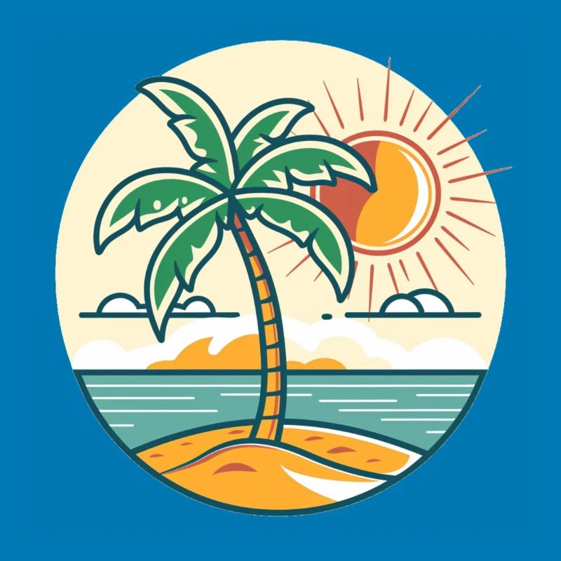 Island palm tree at sunset