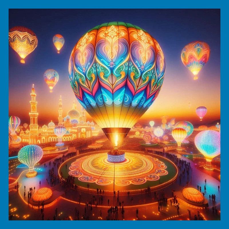 Ätherischer lumineszierender Heißluftballon