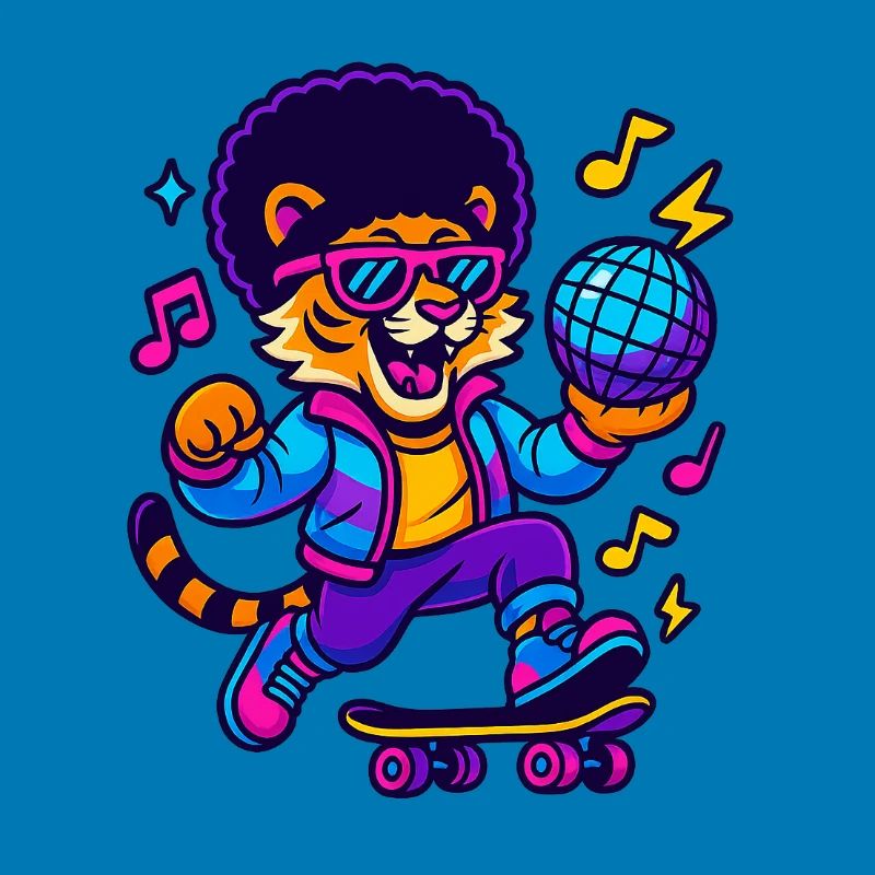 Löwen-DJ im Retro-Design