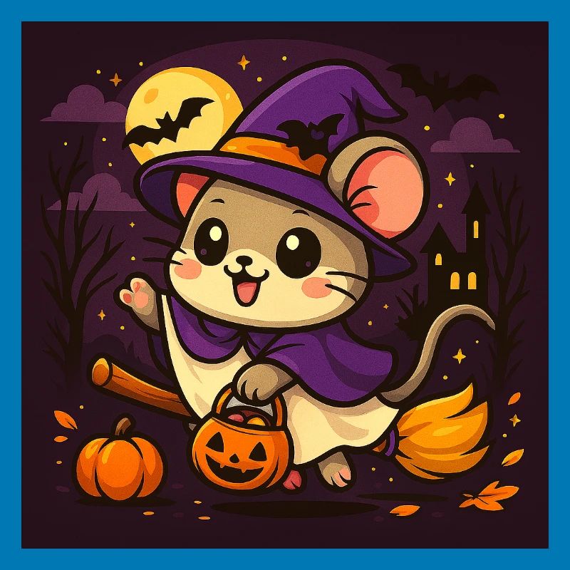 Cute Halloween Mouse as a Witch
