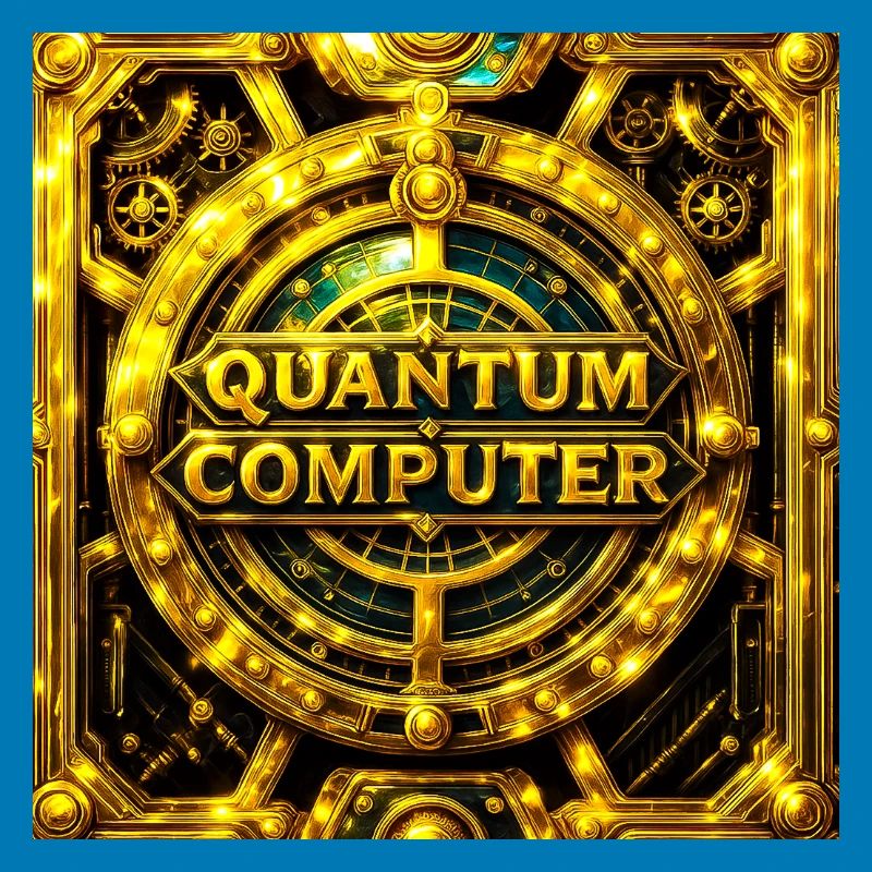Golden Quantum Computer Emblem
