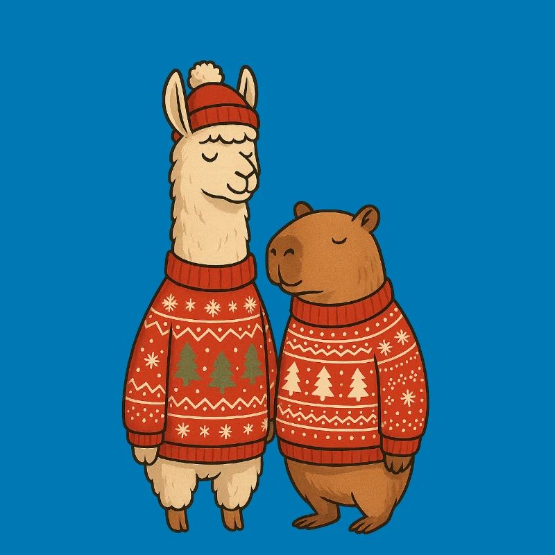 Duo de pulls de Noël Lama et Cabibara