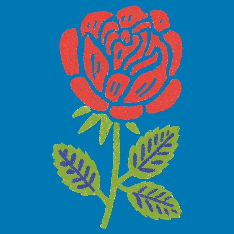 Rote Rose Grafik mit Blättern