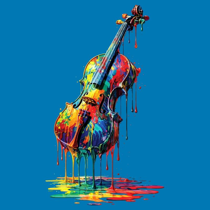 Violon avec de la peinture qui goutte